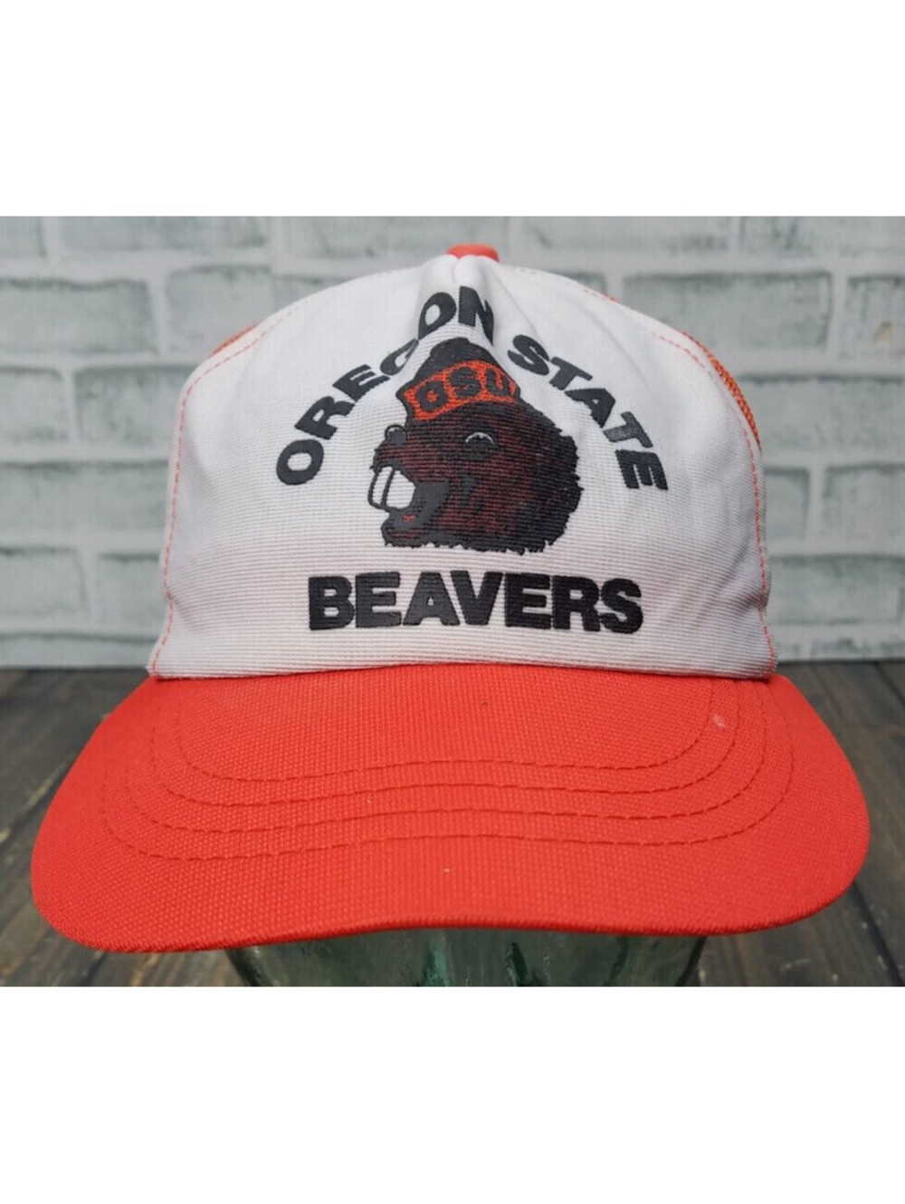 Vintage Oregon State Beavers Trucker Hat Snapback Cap Benny The Beaver **READ**